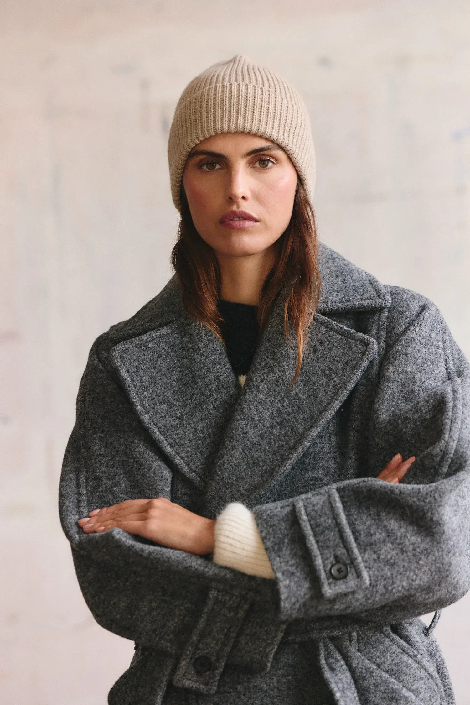 Le Bonnet en Cachemire, beige chiné