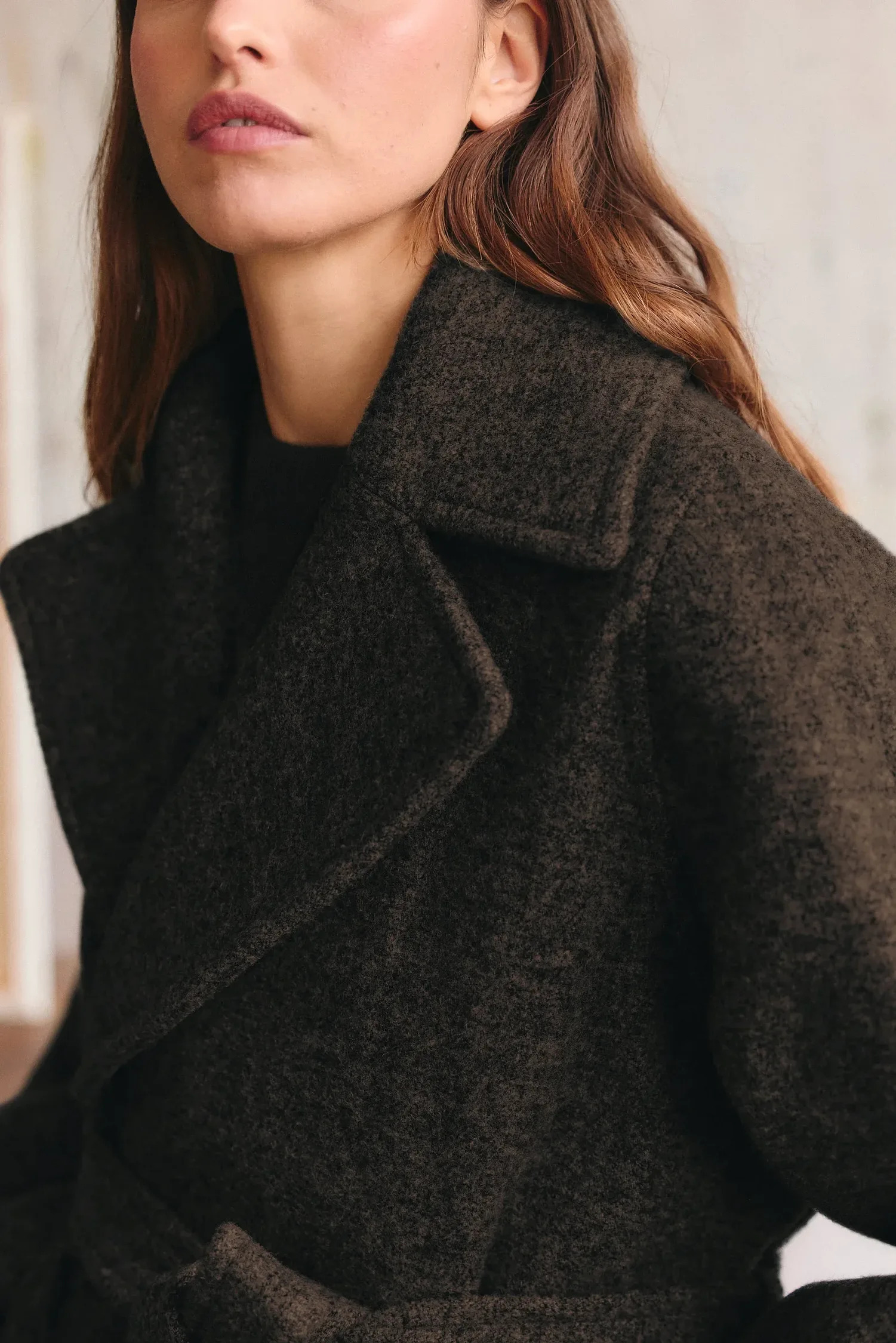 Le Manteau Long Croisé, marron foncé