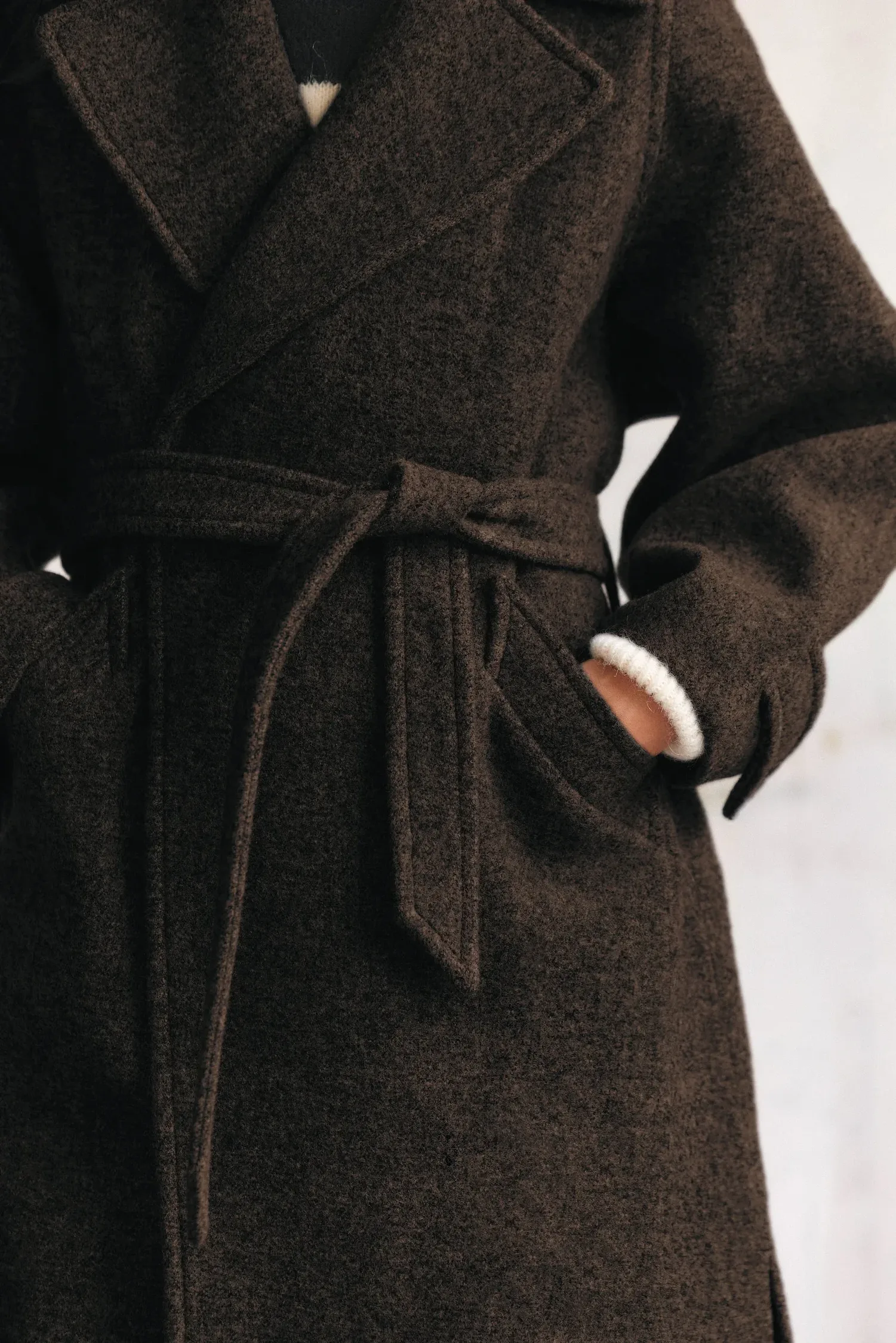 Le Manteau Long Croisé, marron foncé